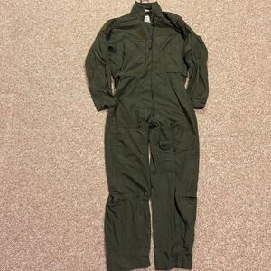 US Military CWU-27/P Flight Suit Coveralls Mens 44L Green FR Flyers Pilot